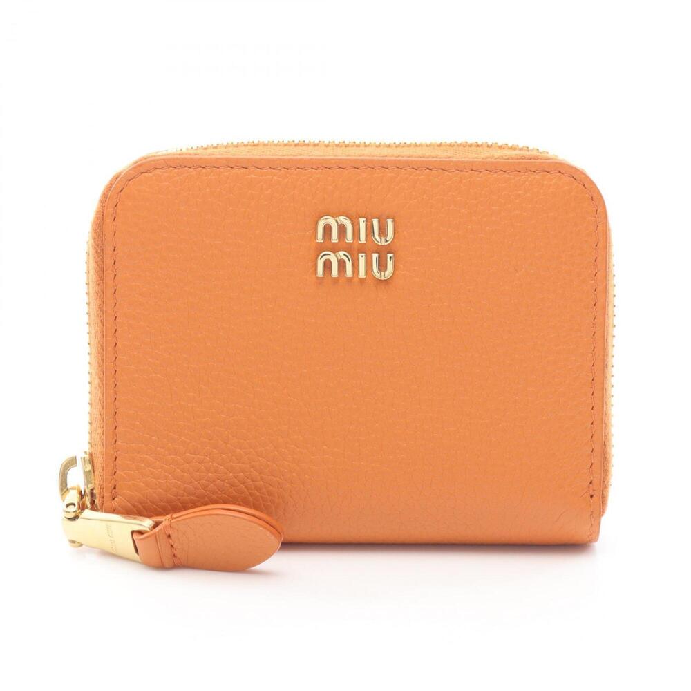 Miu Miu Miu wallet, coin purse, leather, women's, orange